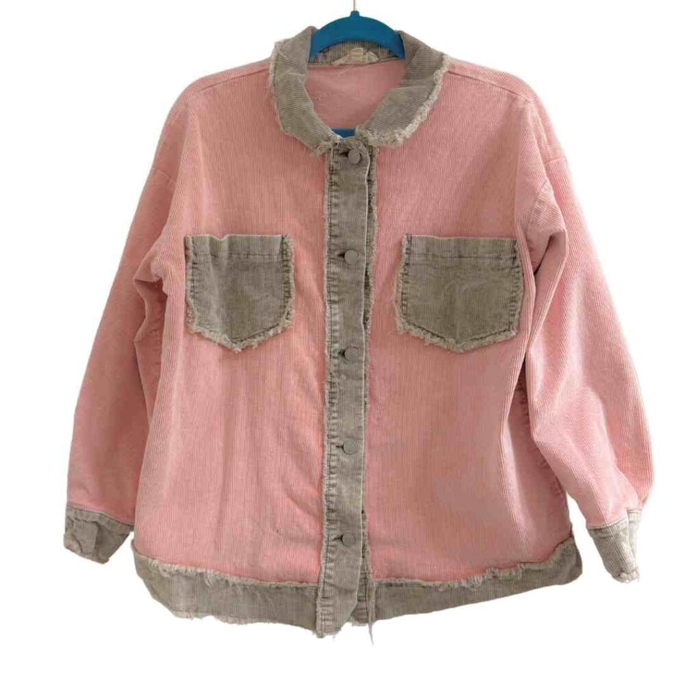 Mazik Pink & Light Brown Shacket, Sz M